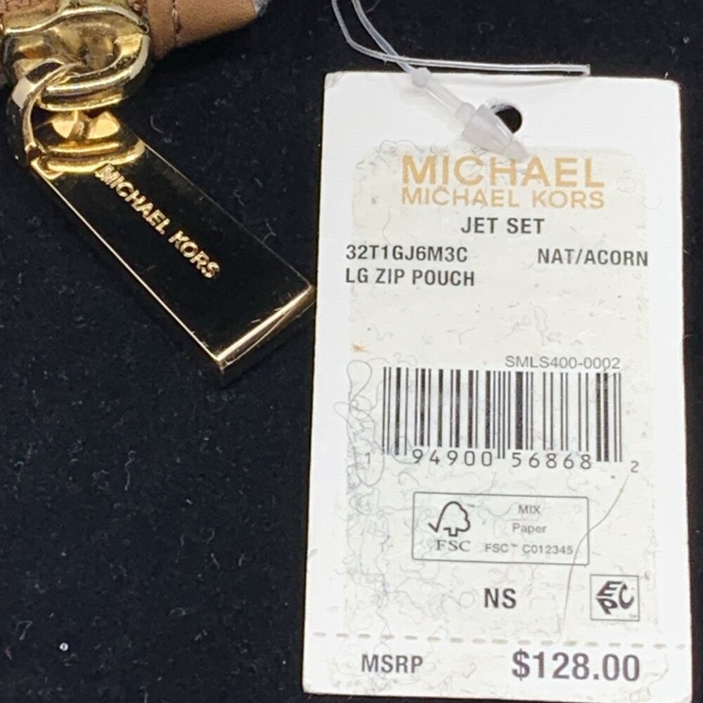 Michael Kors Large Logo Rainbow Pride Canvas Zip Pouch Heart MSRP $128 Natural - Picture 7 of 10